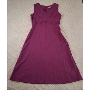 Christopher & Banks Sz 8 Purple Linen Blend Pintuck V-Neck Sleeveless Midi Dress